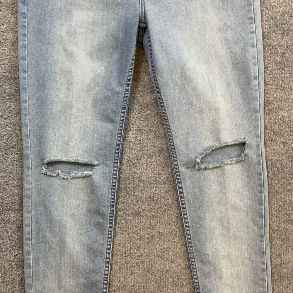 Free People Jeans Womens 29 Light Denim‎ Skinny Ankle Destroyed Busted Knee